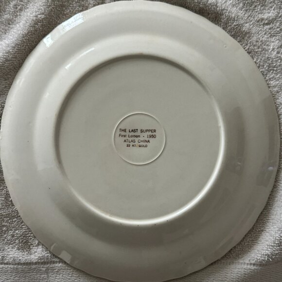 22k gold-trimmed wall plate "The Last Supper" - vintage 1950 - Picture 4 of 5